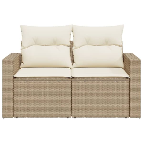 2-personers havesofa med hynder polyrattan beige