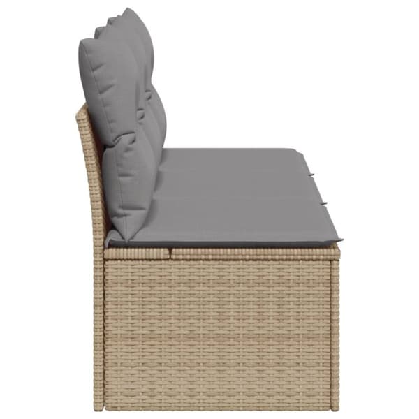 Puutarhasohva tyynyillä, 3-istuttava, beige, polyrottinki