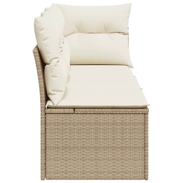 Puutarhasohva tyynyillä, 3-istuttava, beige, polyrottinki