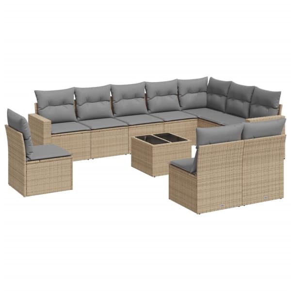 sofasæt til haven 11 dele med hynder polyrattan beige