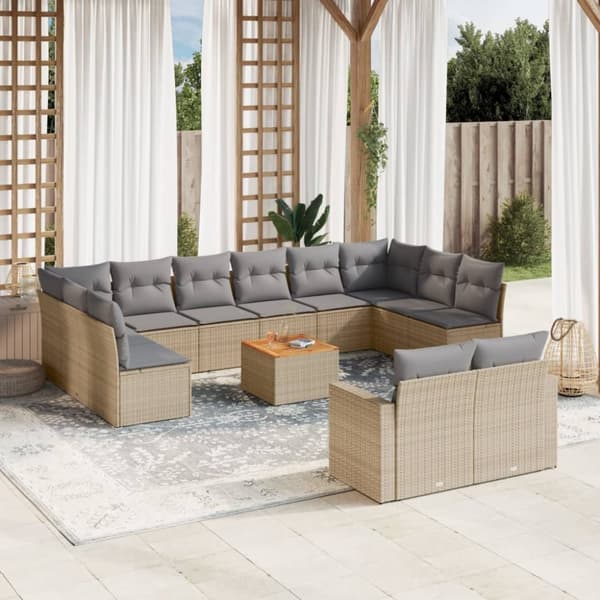 sofasæt til haven 13 dele med hynder polyrattan beige