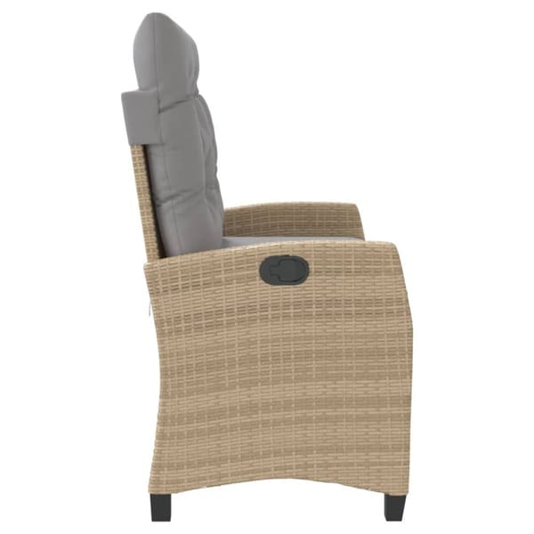 Jatkettava puutarhapenkki tyynyillä, beige, polyrottinki