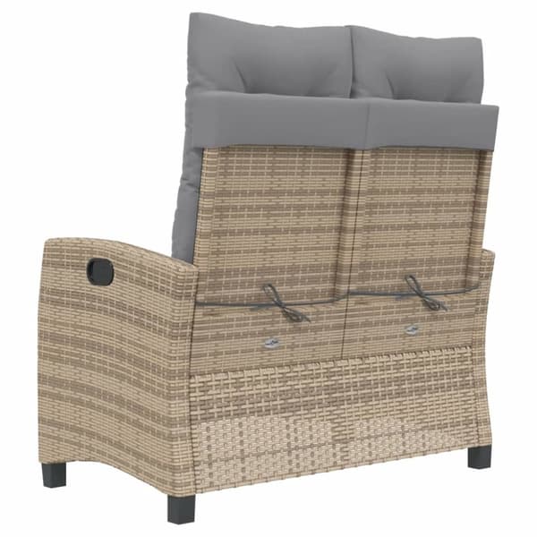 Jatkettava puutarhapenkki tyynyillä, beige, polyrottinki