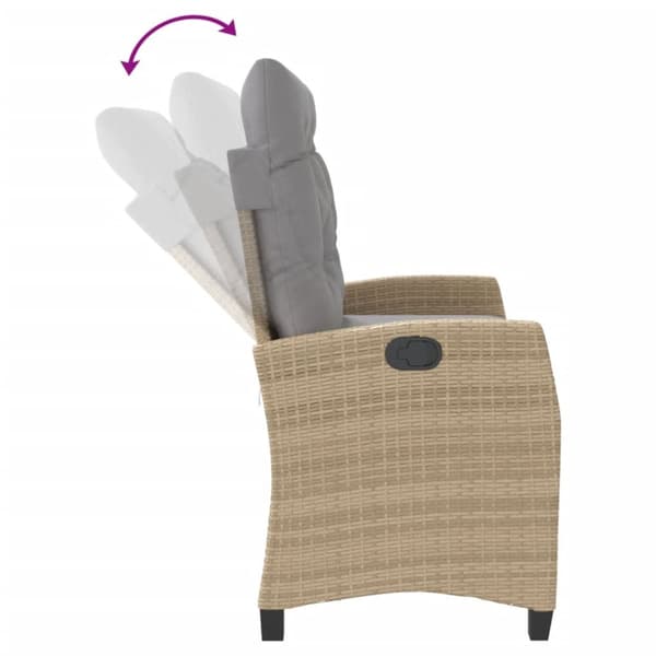 Jatkettava puutarhapenkki tyynyillä, beige, polyrottinki