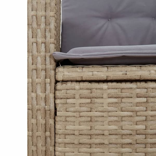 Jatkettava puutarhapenkki tyynyillä, beige, polyrottinki
