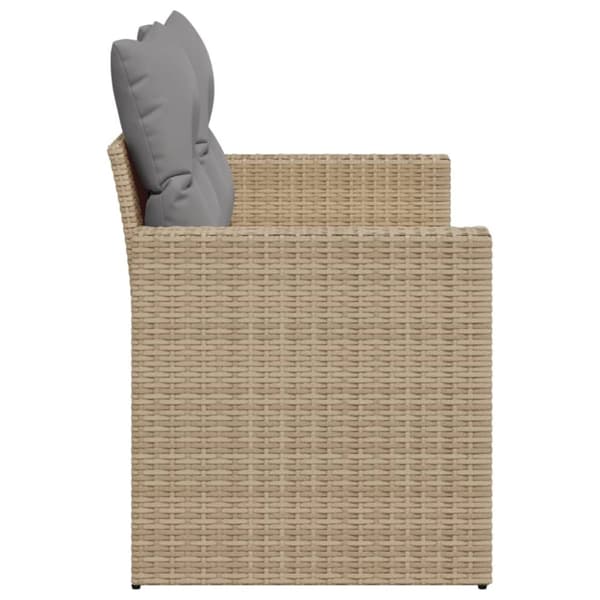 Puutarhasohva tyynyillä, 2-istuttava, beige, polyrottinki