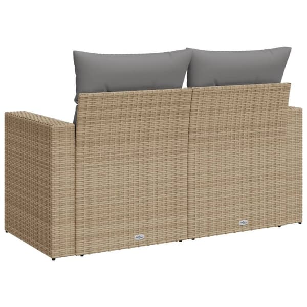 Puutarhasohva tyynyillä, 2-istuttava, beige, polyrottinki