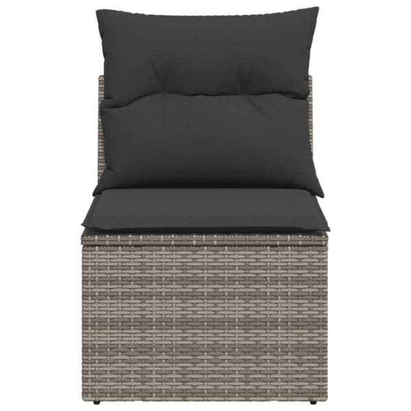 havestol med hynder uden armlæn polyrattan grå