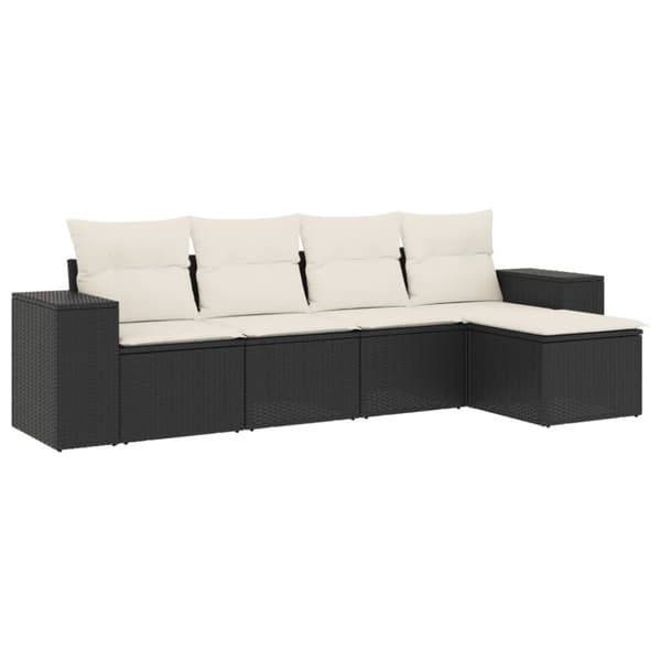 sofasæt til haven 5 dele med hynder polyrattan sort