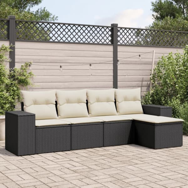 sofasæt til haven 5 dele med hynder polyrattan sort
