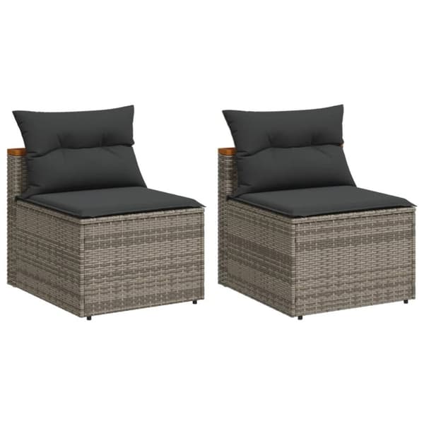 sofamoduler til haven 2 stk. med hynder polyrattan grå