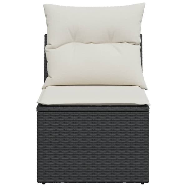 havestol med hynder uden armlæn polyrattan sort