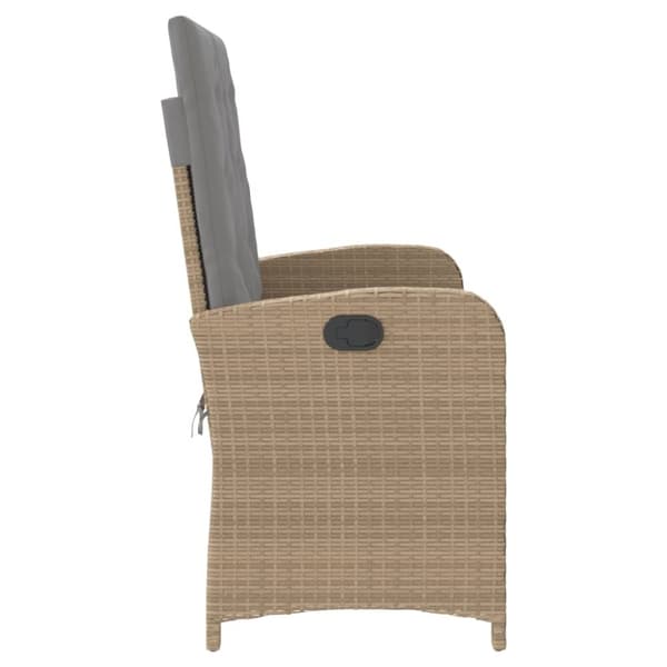 Jatkettava puutarhapenkki tyynyillä, beige, polyrottinki