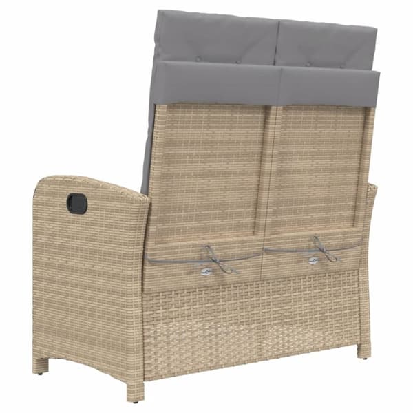 Jatkettava puutarhapenkki tyynyillä, beige, polyrottinki