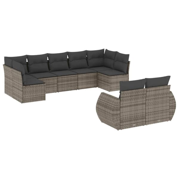 sofasæt til haven 9 dele med hynder polyrattan grå