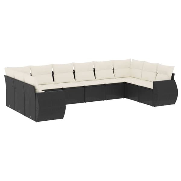 sofasæt til haven 10 dele med hynder polyrattan sort