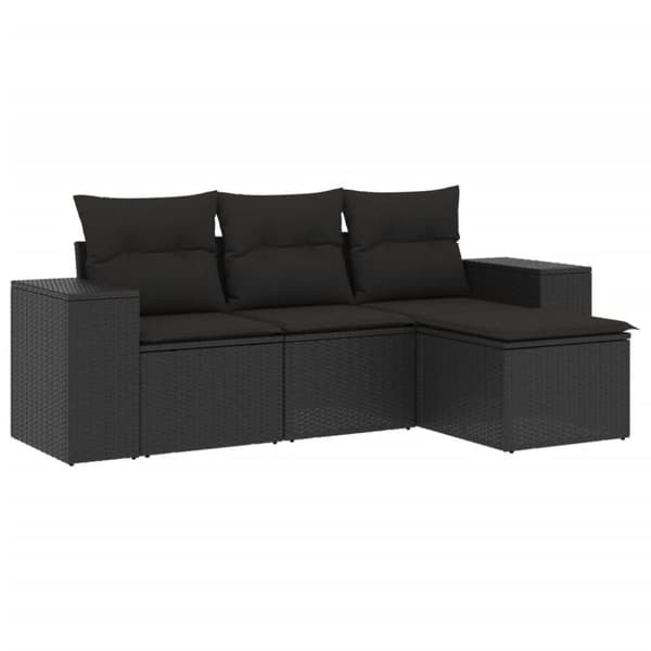 sofasæt til haven 4 dele med hynder polyrattan sort