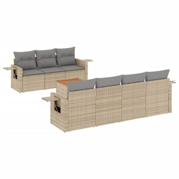 sofasæt til haven 8 dele med hynder polyrattan beige