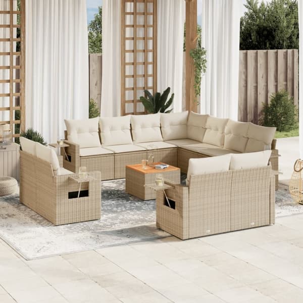 sofasæt til haven 12 dele med hynder polyrattan beige