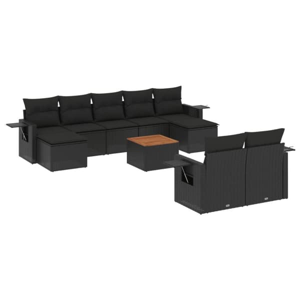 sofasæt til haven 10 dele med hynder polyrattan sort