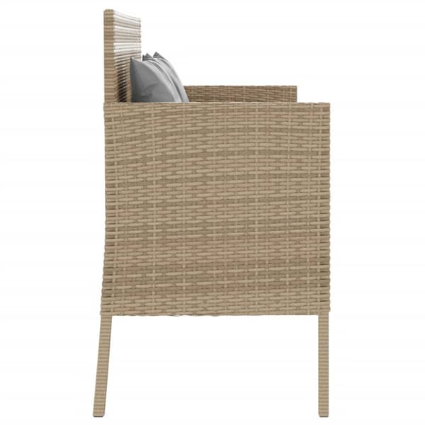 Puutarhapenkki tyynyillä, beige, polyrottinki