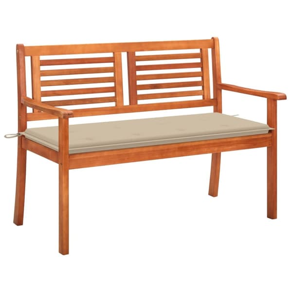Trädgårdsbänk 2-sits med dyna 120 cm massivt eukalyptusträ