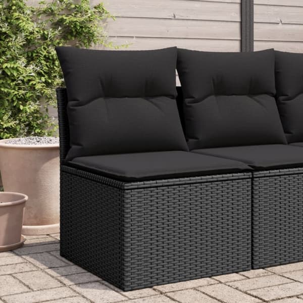 havestol med hynder uden armlæn polyrattan sort