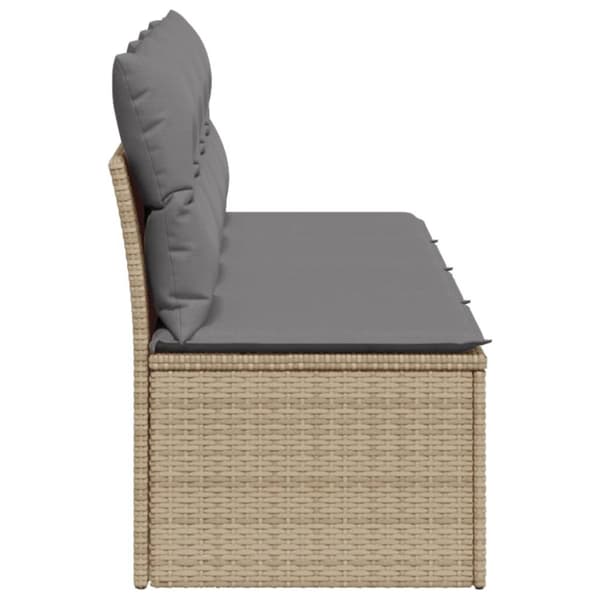 Puutarhasohva tyynyillä, 4-paikkainen, beige, polyrottinki