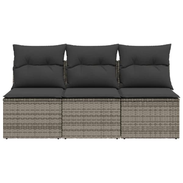 3-personers havesofa med hynder polyrattan grå