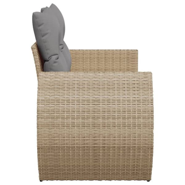 Puutarhasohva tyynyillä, 2-istuttava, beige, polyrottinki