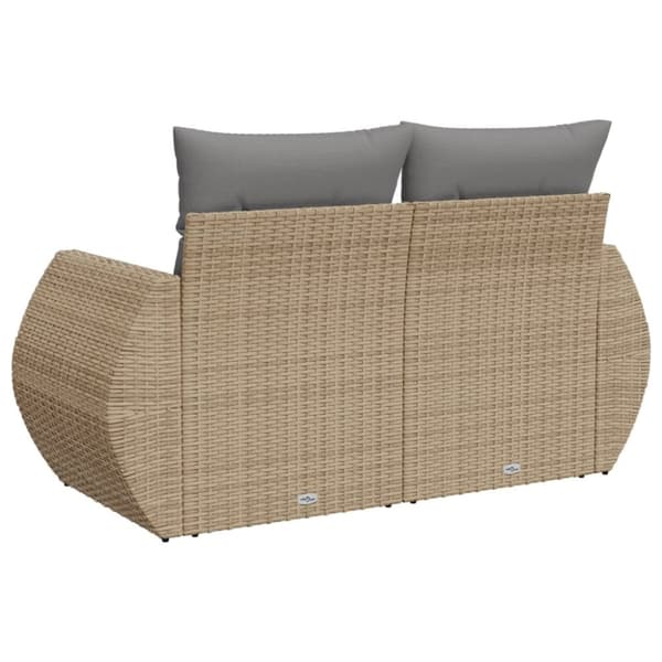 Puutarhasohva tyynyillä, 2-istuttava, beige, polyrottinki