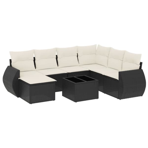 sofasæt til haven 8 dele med hynder polyrattan sort