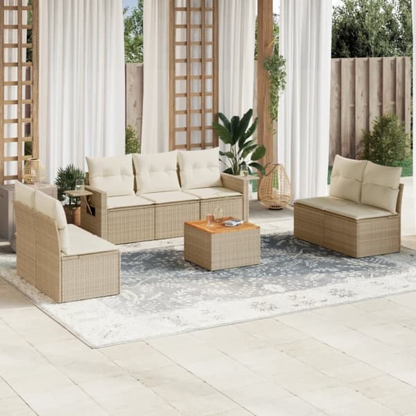sofasæt til haven 8 dele med hynder polyrattan beige