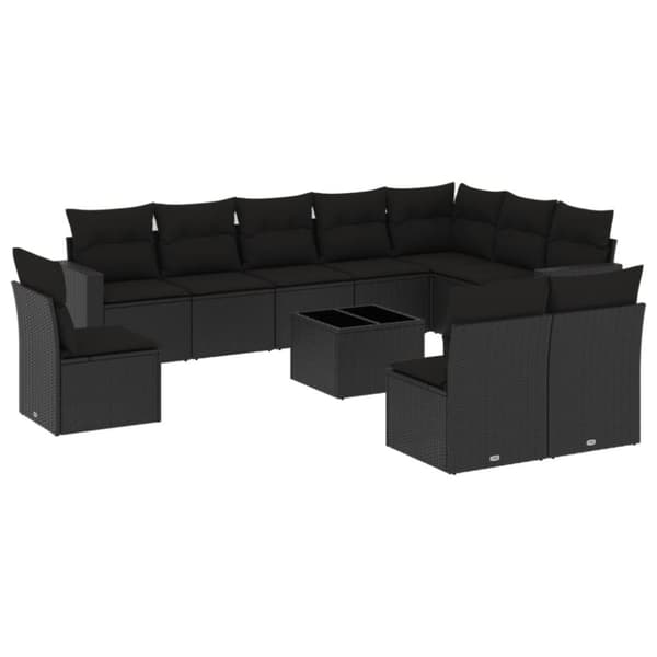 sofasæt til haven 11 dele med hynder polyrattan sort