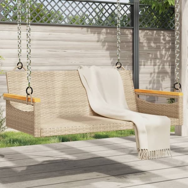 gyngebænk 109x62x40 cm polyrattan beige