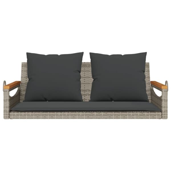 Gungbänk med dynor grå 109x62x40 cm konstrotting