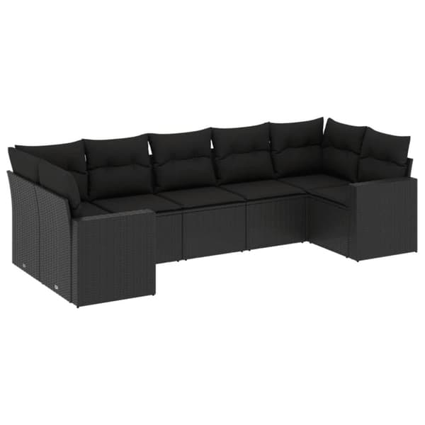sofasæt til haven 7 dele med hynder polyrattan sort
