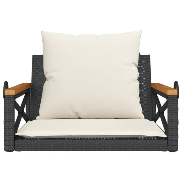 gyngebænk med hynder 63x62x40 cm polyrattan sort