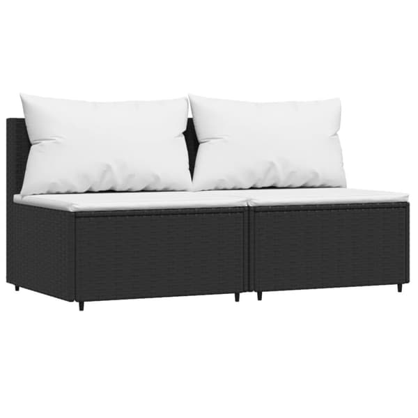 loungesæt til haven 3 dele med hynder polyrattan sort