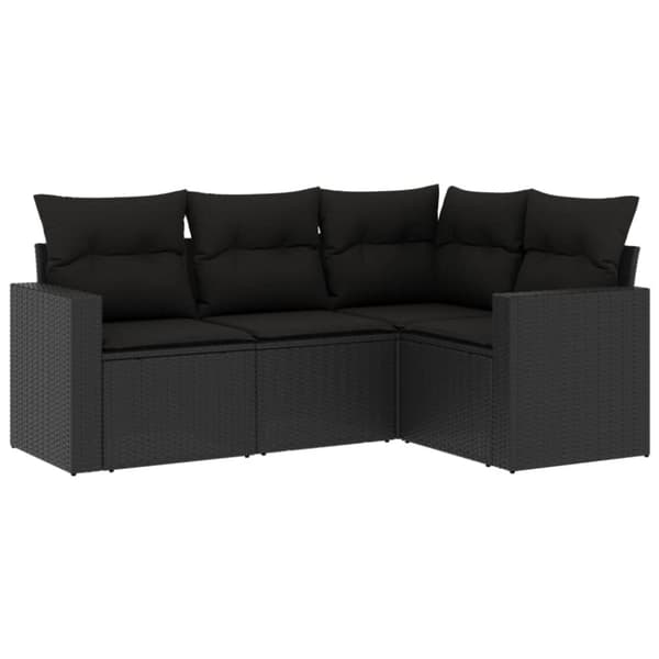 sofasæt til haven 4 dele med hynder polyrattan sort