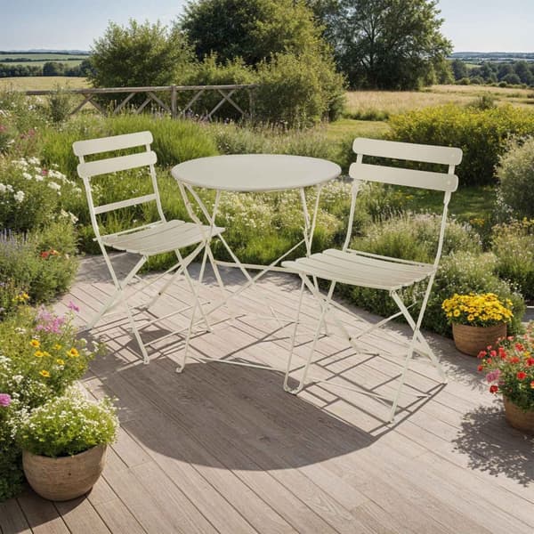 Bistrobord set Frieda, hopfällbart för 2 personer - creme