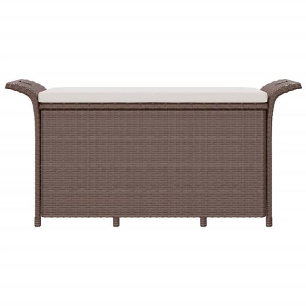 Trädgårdsbänk med dyna brun 116x46x57 cm konstrotting