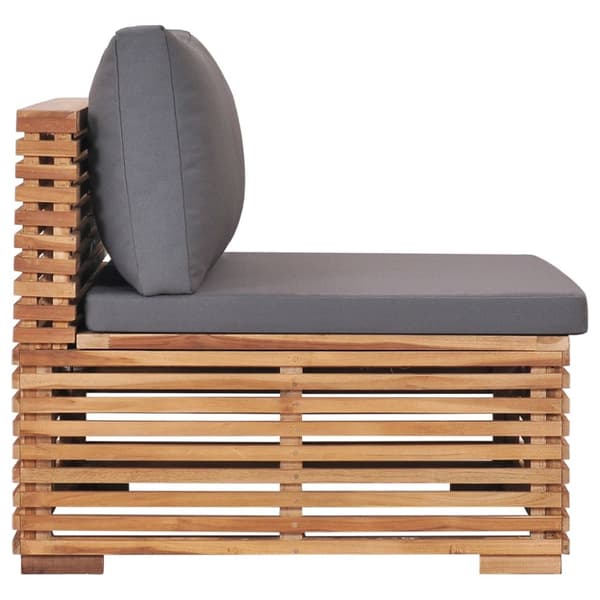 midtersektion til havesofa med hynde massivt teaktræ grå