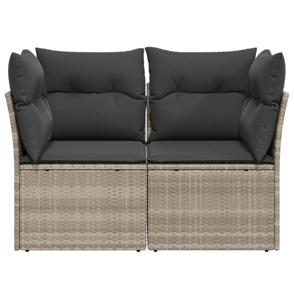 2-personers havesofa med hynder polyrattan lysegrå