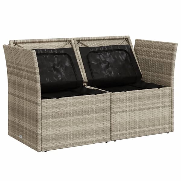 2-personers havesofa med hynder polyrattan lysegrå
