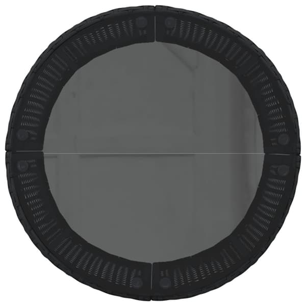Trädgårdssoffa med bord och dynor halvrund svart konstrotting