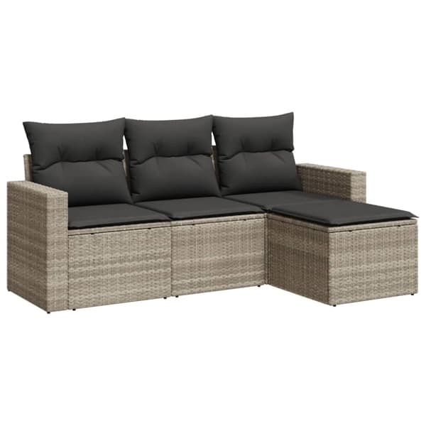 sofasæt til haven 4 dele med hynder polyrattan lysegrå