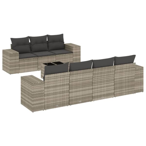 sofasæt til haven 8 dele med hynder polyrattan lysegrå