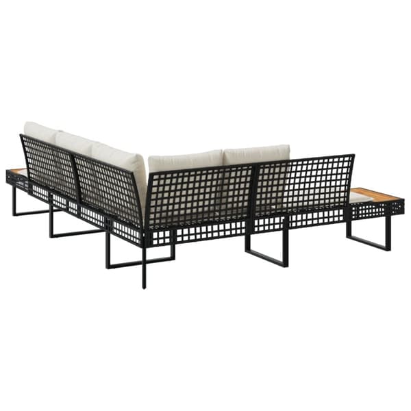 L-formet havesofa med hynder polyrattan og akacietræ sort