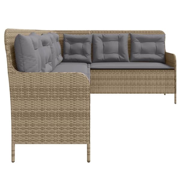 Trädgårdssoffa med dynor L-formad beige konstrotting